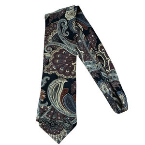 Vintage Peter Thomas by Superba Italian 100% Silk Tie Made in USA Brown Paisley